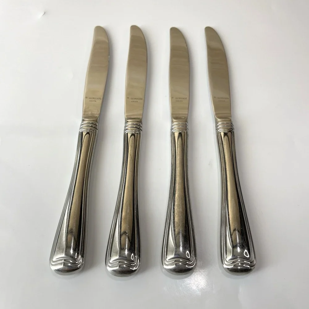 Gorham Monet 18/8 Glossy Stainless Knives 4 Piece Flatware Dinnerware Retired